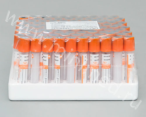 Пробирки вакуумные с активатором свертывания (для исследования сыворотки), оранжевая крышка