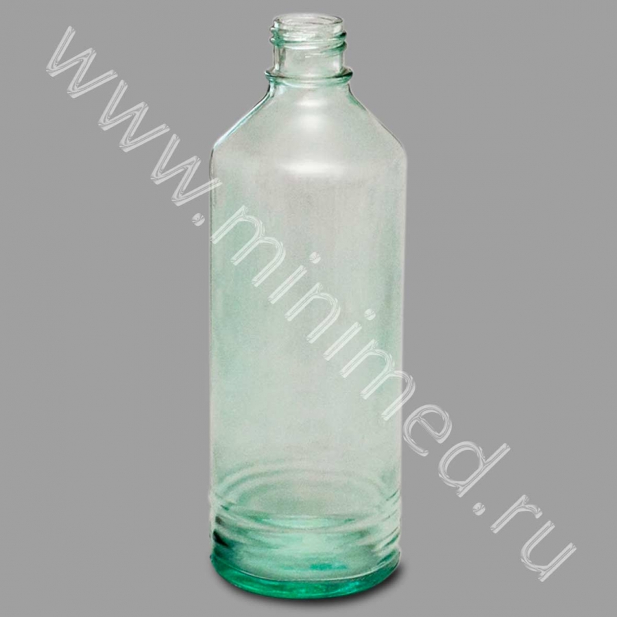 Бутылка стеклянная для реактивов 500 мл  узкое горло, без крышки, светлое стекло, уп.6 шт