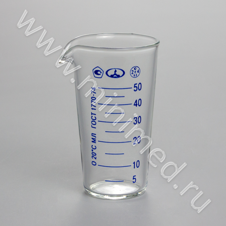 Мензурка 50 мл ТУ 9464-013-52876351-2014, ГОСТ 1770-74, МиниМедПром, уп.12 шт Мензурка 50 мл ТУ 9464-013-52876351-2014, ГОСТ 1770-74, МиниМедПром, уп.12 шт
