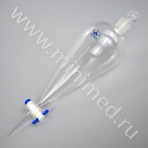 Воронка делительная ВД-3-1000, грушевидная, ПТФЭ кран, уп. 2/12 шт