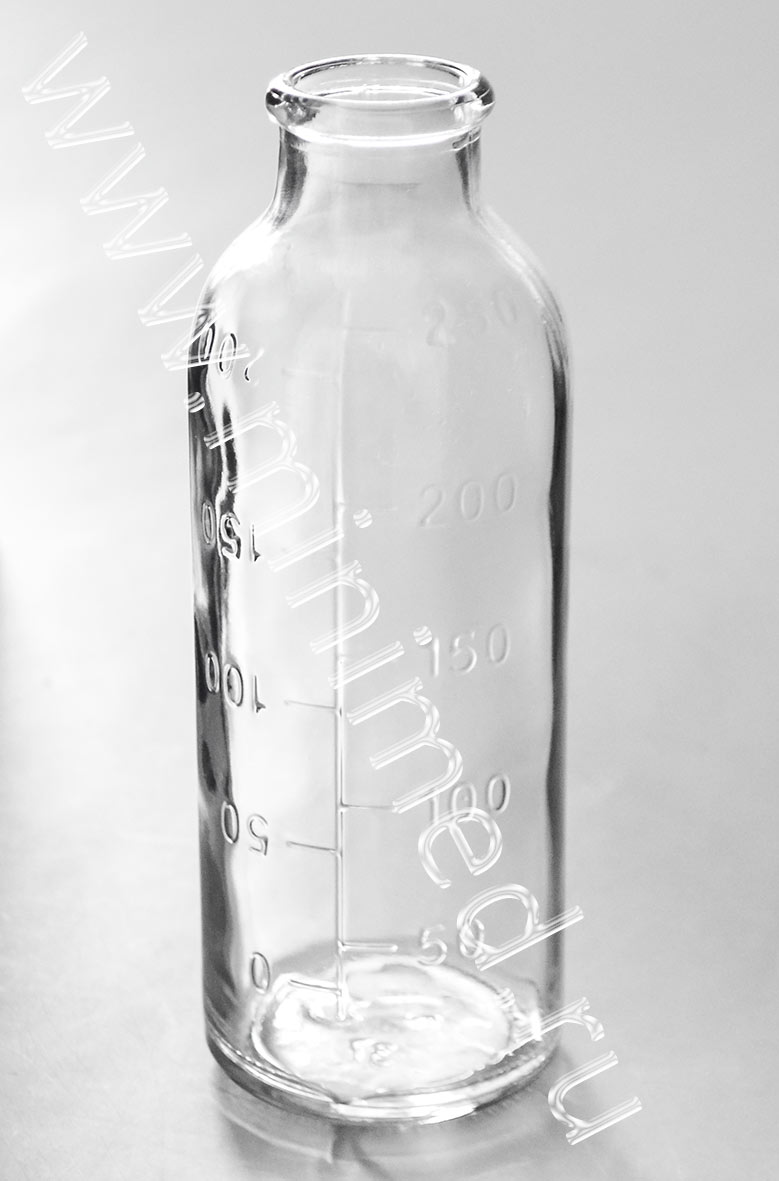 Бутылка стеклянная тип ll-250-2-МТО, для крови, трансфузионных и инфузионных препаратов по ГОСТ 10782-85, уп. 84 шт.