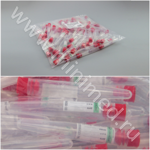 Пробирка 10 мл коническая с пробкой, с этикеткой, п/п, стерильная, Гритмед,уп.100шт/кор.2500 шт.