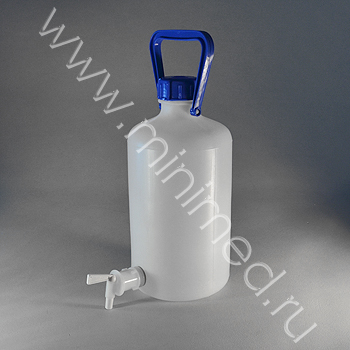 Емкости для общелабораторного применения (бутыли с краном), с завинчивающейся крышкой и ручкой, ПЭВД