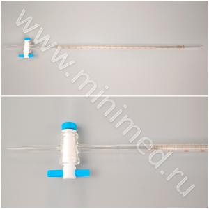 Бюретка 1-1-2-25-0,1 с ПТФЭ краном, резьбовым уплотнением, ГОСТ 29251-91, уп.5/60 шт, МиниМедПром
