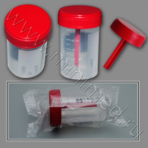 Контейнер лаб. д/взятия проб, 60 мл с завинч. крыш. и шпателем,стер.,п/п,инд.уп./кор.500 шт., FL medical