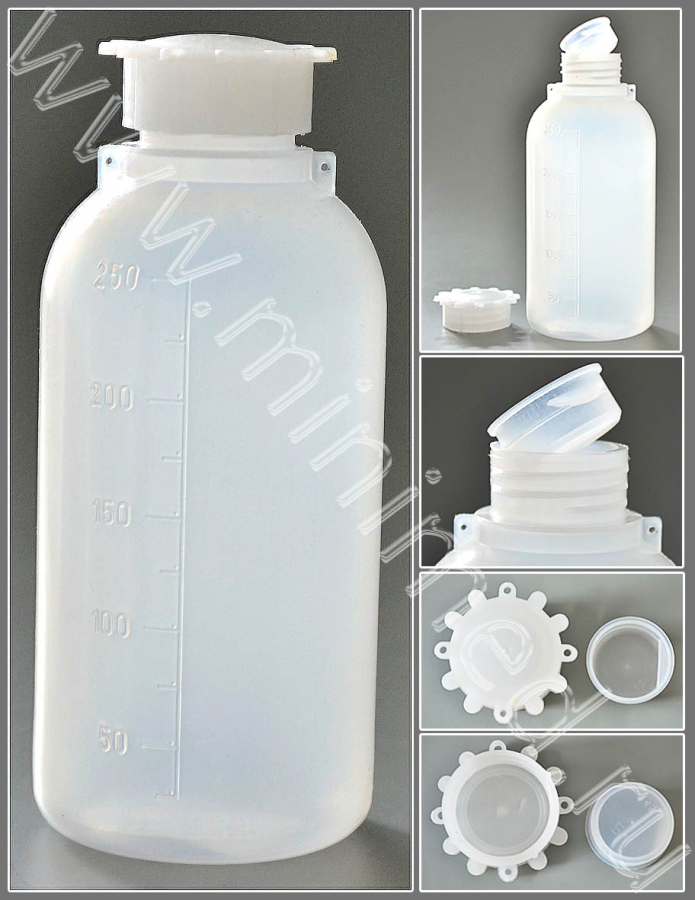 Бутылка градуированная  250 мл, с узким горлом, с крышкой, п/эт,Кartell, шт Бутылка градуированная  250 мл, с узким горлом, с крышкой, п/эт,Кartell, шт