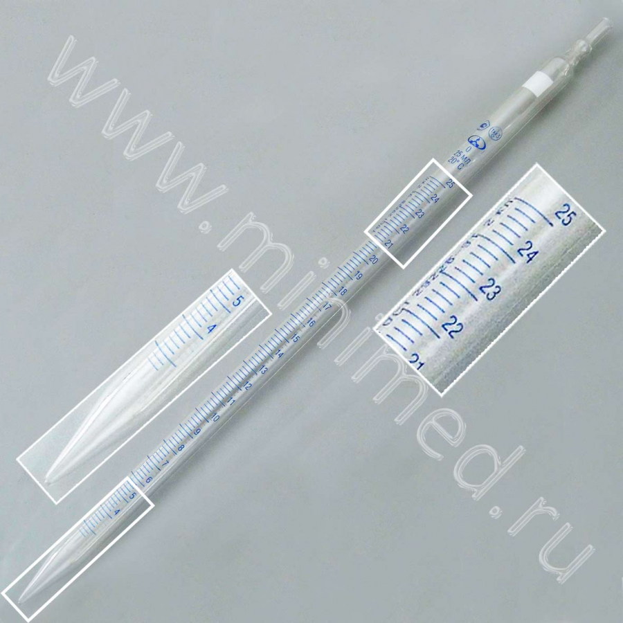 Пипетка градуированная 2-2-2-25 ТУ 9464-013-52876351-2014, ГОСТ 29228-91, МиниМедПром, уп.5 шт/ кор.20шт Пипетка градуированная 2-2-2-25 ТУ 9464-013-52876351-2014, ГОСТ 29228-91, МиниМедПром, уп.5 шт/ кор.20шт