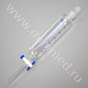 Воронка делительная ВД-1-250, цилиндрическая, с делениями, ПТФЭ кран, уп.2/ 32 шт