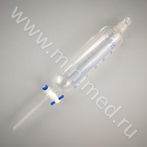 Воронка делительная ВД-1-1000, цилиндрическая, с делениями, ПТФЭ кран, уп.2/12 шт