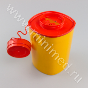Емкость-контейнер для разрушения шприцев и игл (иглоотсекатель) объем  1,5л (Класс Б, желтые), Инновация